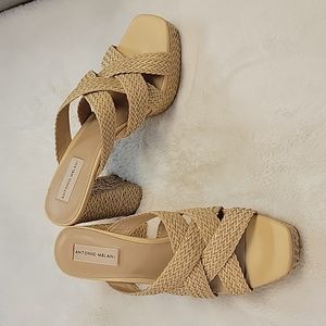 Antonio Melani Braided Woven Sandals Beige Size 10